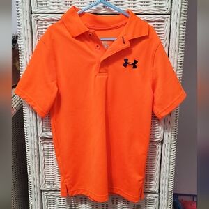 Under Armour Vibrant Orange Polo with Blue Logo